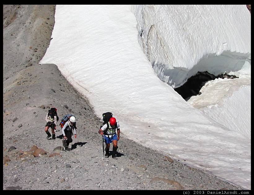 Glacier Peak climb: on Sitkum Ridge, bergschrund